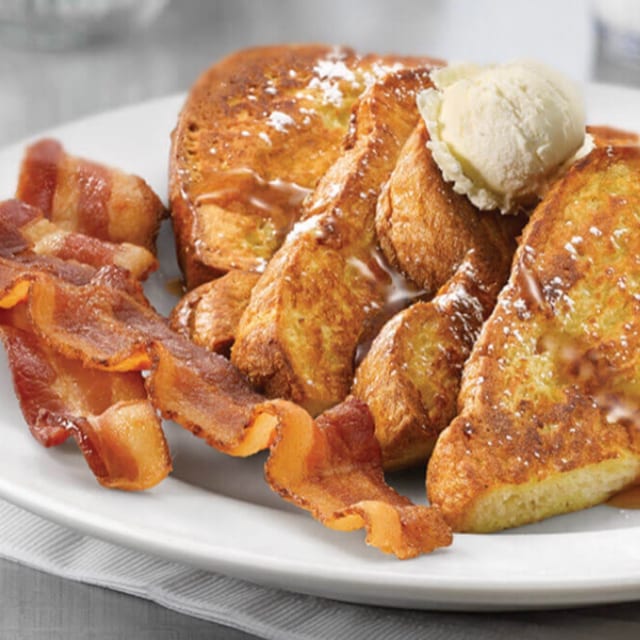 French Toast with Bacon or Sausage.