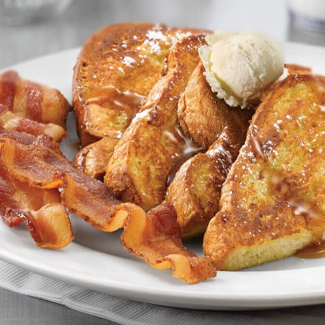 French Toast with Bacon or Sausage.